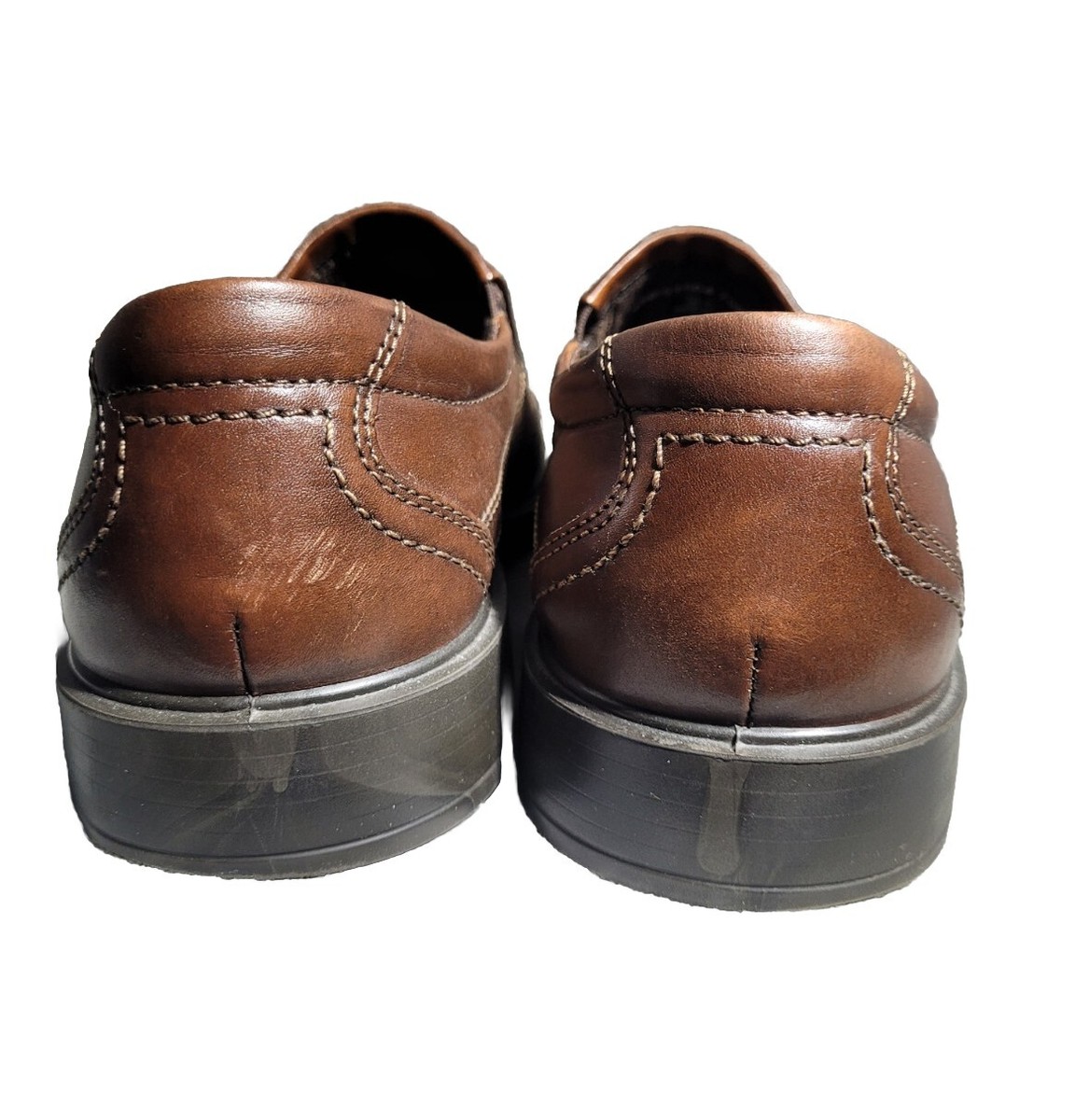 ECCO Mens 45 Slip-On Brown Leather Casual Loafers Shock  display picture 3