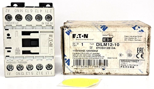 EATON CONTACTOR 110/120V AC 50/60HZ 3PH 600V MAX 20A DILM12-10 XTCE012B10A