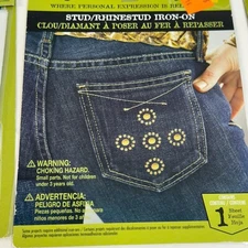 PLAID jean-e-ology Stud/Rhinestud Iron-Ons - Set of Six (8) Packages