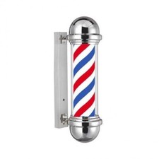 BARBER POLE INSEGNA LUMINOSA BARBIERE ROTANTE BARBERSHOP 55x15x22CM