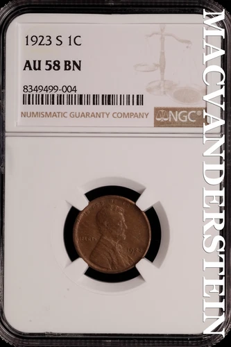 1923-S Lincoln Wheat Cent - NGC AU 58 BN - Scarce  No Reserve  #SLH76