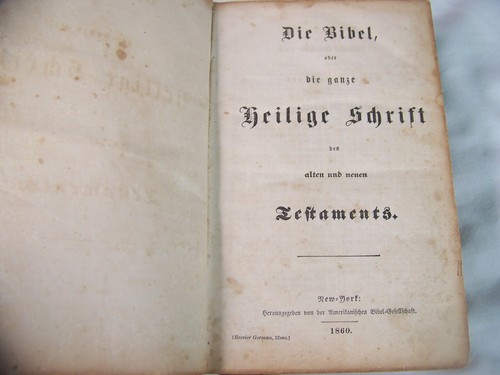 ANTIGUA BIBLIA ALEMANA DE 1860 GENEALOGÍA FAMILIA HENRY LEONARD ROXBURY - Imagen 3 de 6