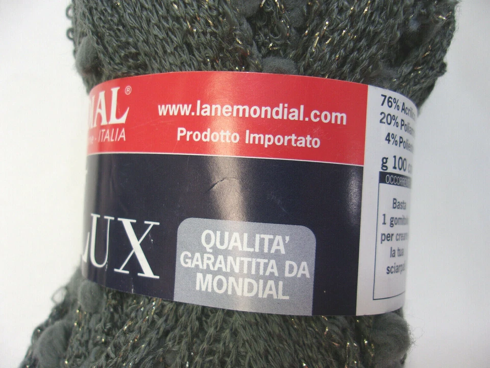 Mondial Pizzo Lux,灰色带金色闪光丝带纱线,按骨架出售 — 第 4/4 张图片