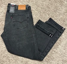 LEVI'S PREMIUM 502 REGULAR TAPER FIT SELVEDGE WSTRETCH JEANS 38X34 RT$128 1347