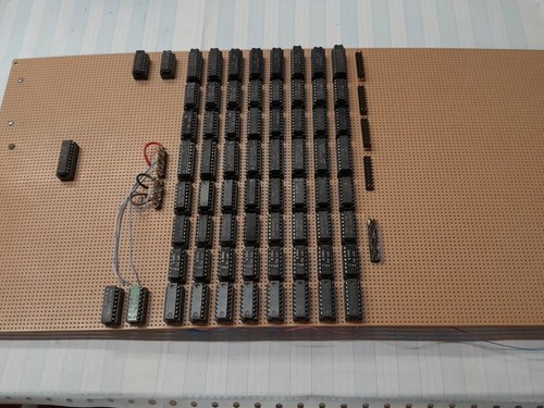 74LS TTL Logic Prototype Board  – 66 ICs Pipeline Processor w/ wire wrap sockets