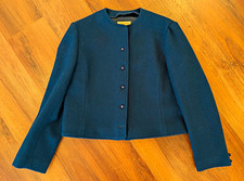 Vintage Pendleton Navy Collarless 100% Wool Jacket - Size 14 - Made in USA