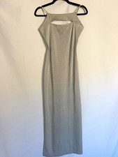 Jovani Women’s Silver Solid Strappy Sleeveless Long Maxi Dress A-Line Bodycon M