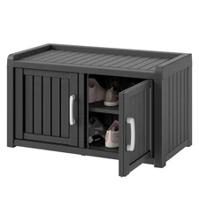 Outdoor Shoe Storage Cabinet, Waterproof UV-Resistant Entryway Storage Bench ...
