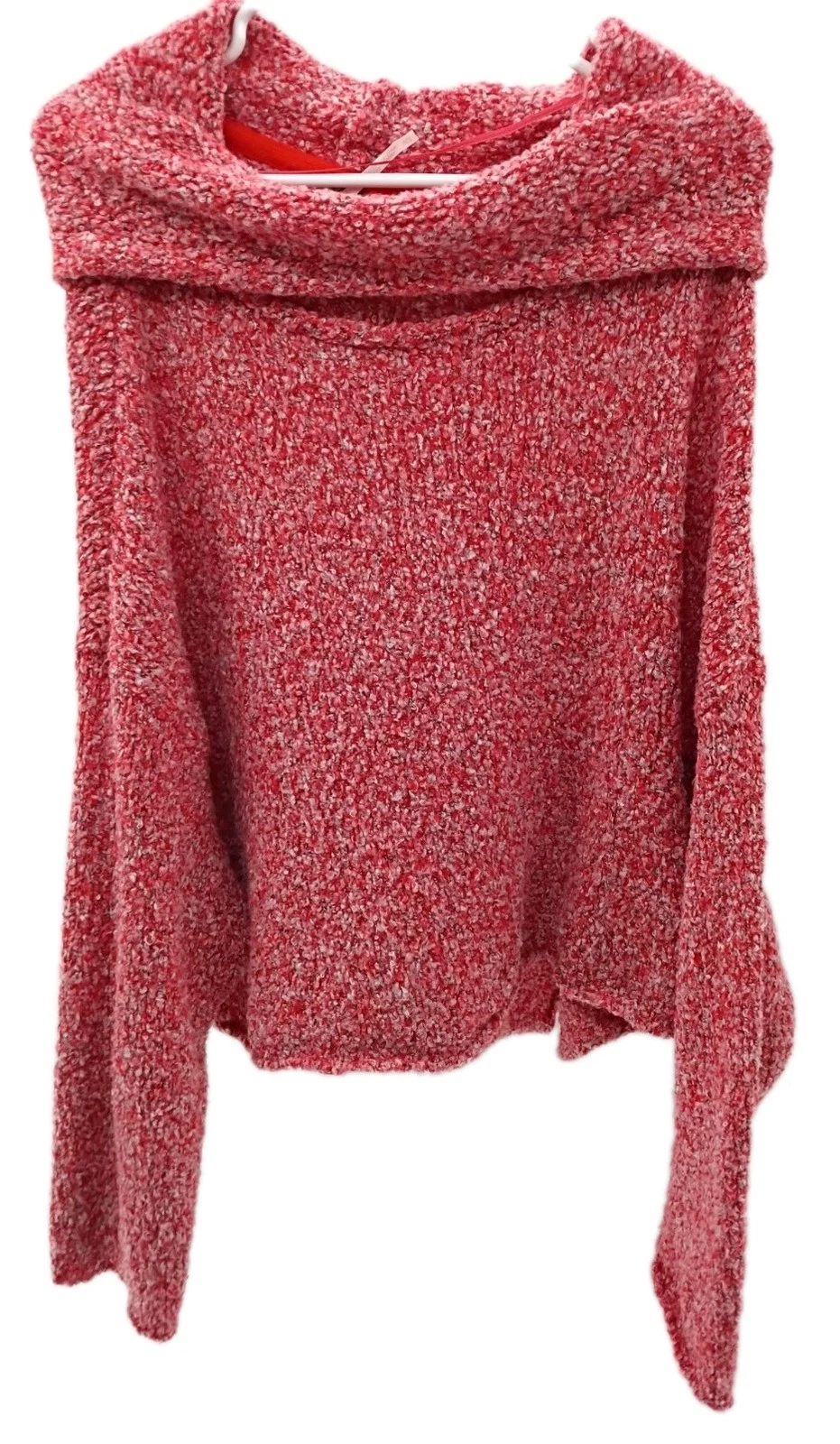 Free People Pullover Sweater Poncho Women's XL Red Cowl Neck Designer Knit Top