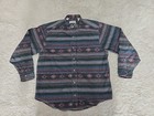 Vintage LL Bean men’s L shirt with gray, green, and red Aztec flannels, button down, and two chest pockets.