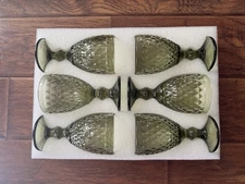 Vintage Wine Glasses Set of 6, 12 OZ Colored Glass Water Goblets