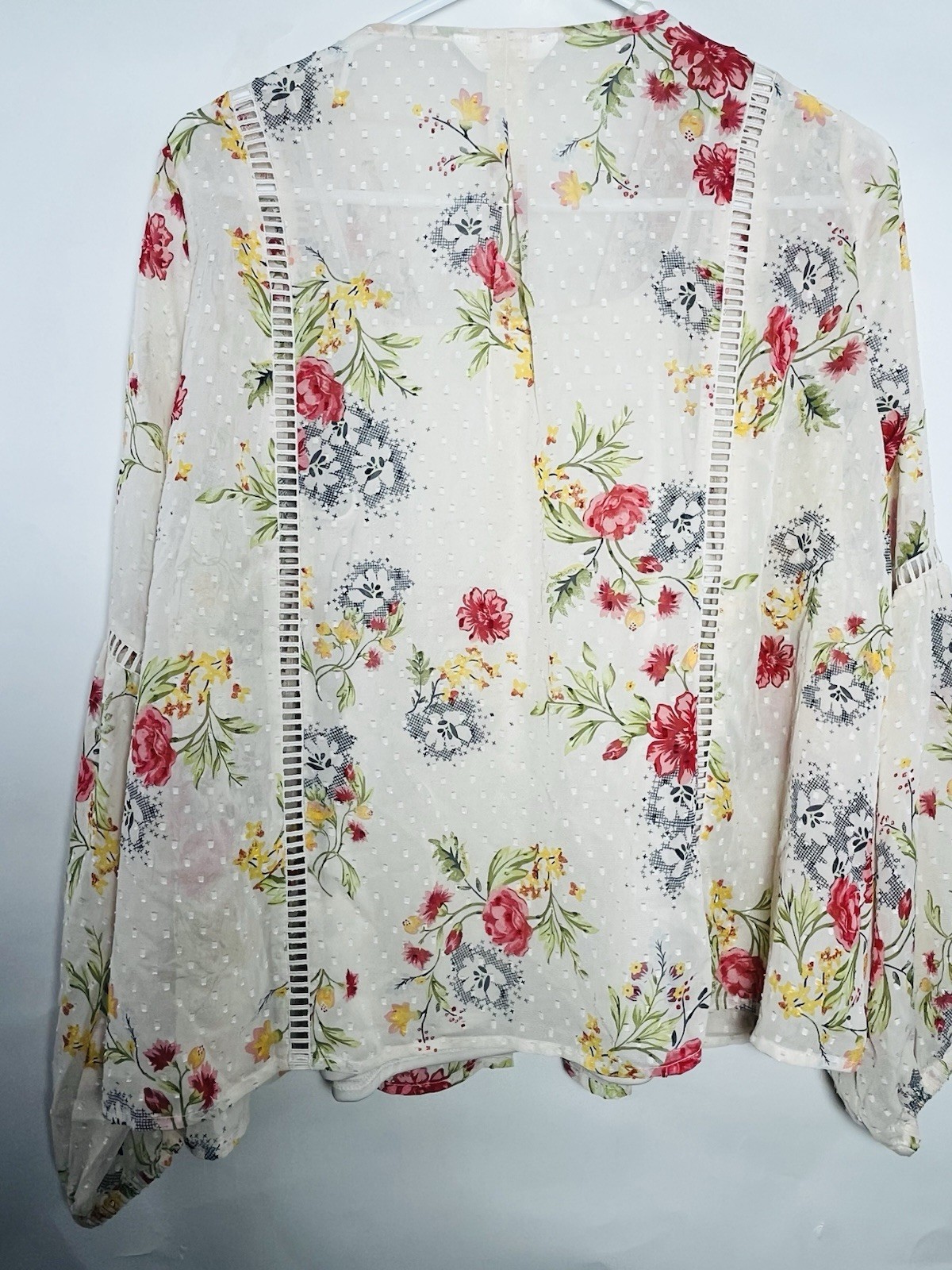 Time and Tru Lace Peasant Top Women’s Size M 8-10 Ivory Floral 2 Piece Boho