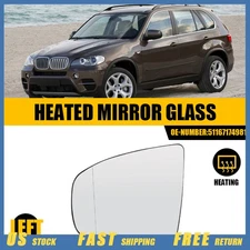 For Bmw X5 X6 E70 E70 E72 Left Driver Side Door Wing Mirror Glass Heated Convex