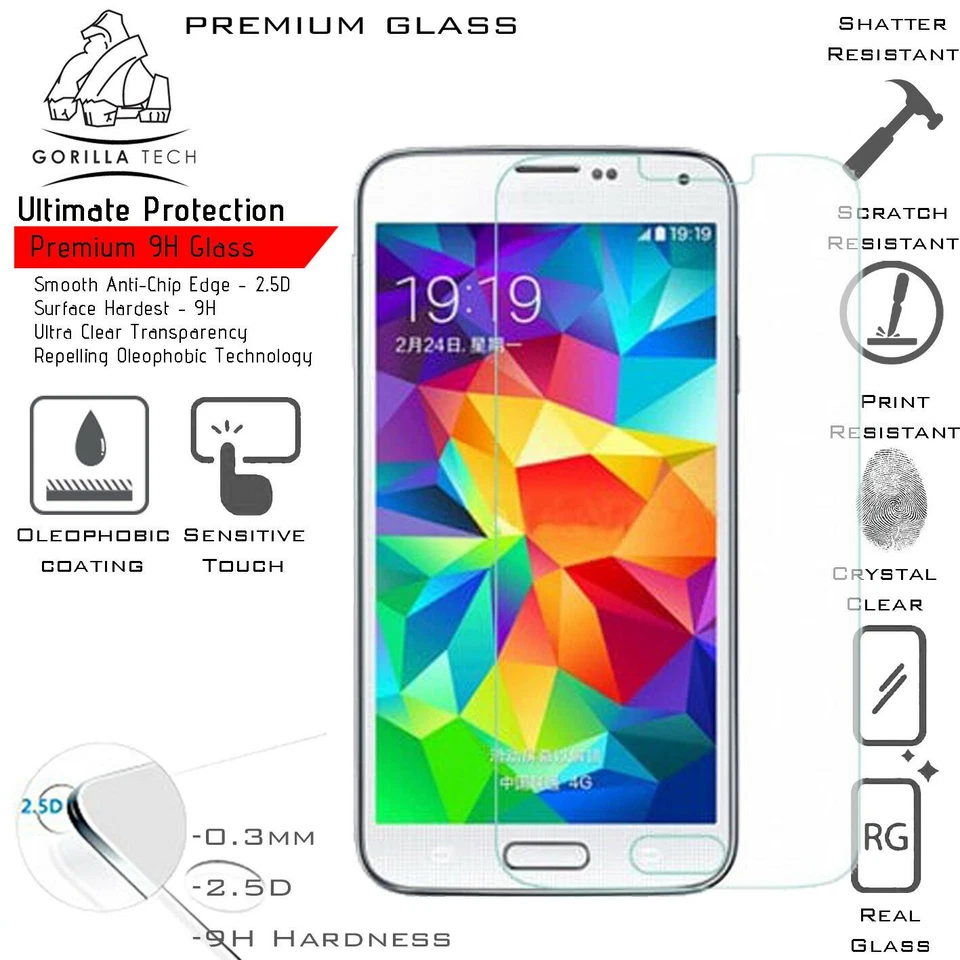 Galaxy S5 Mini Screen Protector Tempered Glass for Samsung Genuine Gorilla Tech - Image 2 of 4