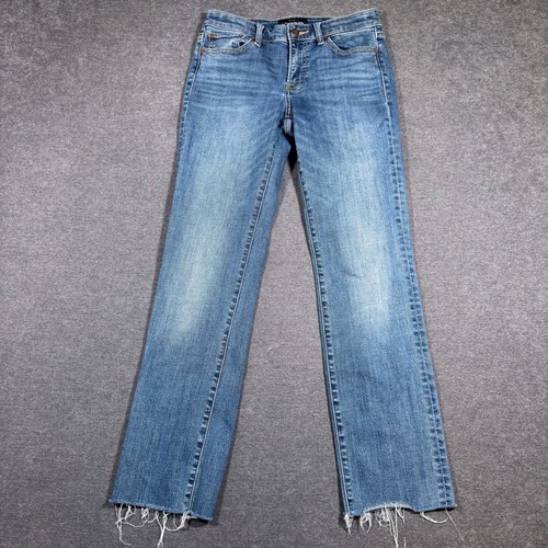 Lucky Brand Sweet Straight Jeans Men 4/27 Blue Raw Hem Stretch Denim Boho Mom