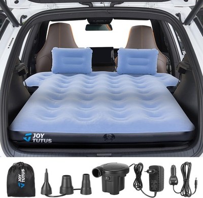 JOYTUTUS Auto Luftmatratze SUV mit Pumpe 2 Luftkissen Blau für Kofferraum Campin