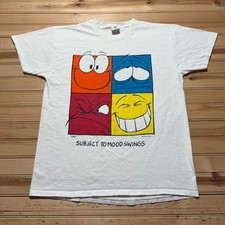 Vintage 90s Face Offs Subject to Mood Swings Graphic T-Shirt USA Made - Size XL