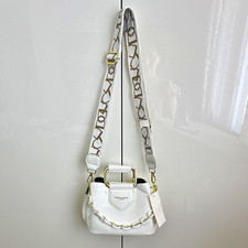 Fashion & Bags Women’s White Small Top Handle Crossbody Bag Logo Zip Chain Gold