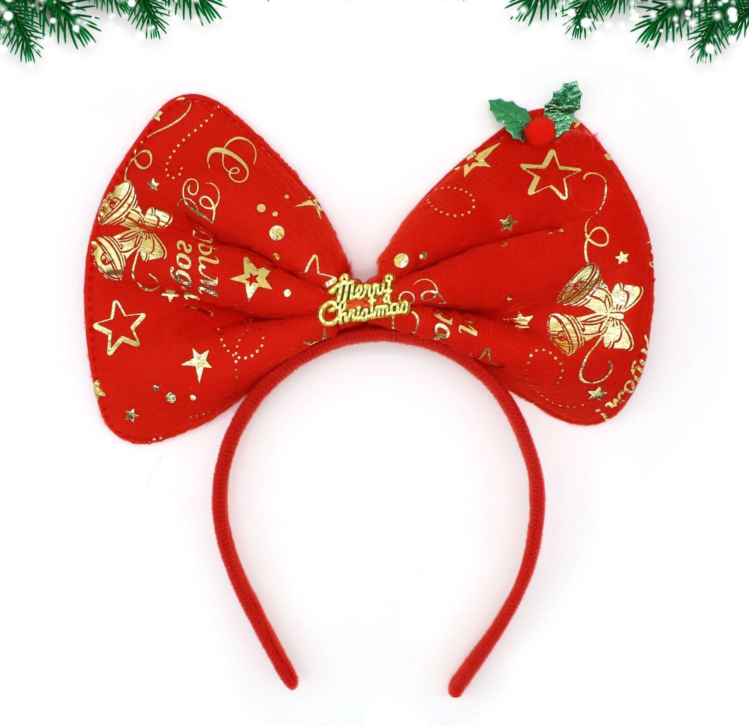 CHEERYMAGIC Christmas Headband, Red Bow Headband Large Bow Hairband Christmas H