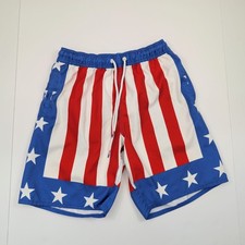 RSVLTS Rocky Shorts Mens Medium Apollo Creed USA Flag Red White Blue Patriotic