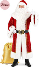 Santa Claus Costume for Men Santa Suit Adult Professional 11PCS Red Outfit