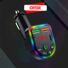 RGB Bluetooth 5.3 Car FM Transmitter USB-C Fast Charger MP3 Player