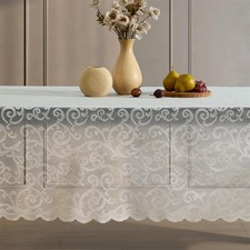 HLC.ME Scroll Lace Tablecloth, Rectangle, 60x104 Inch, Ivory