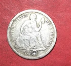 1875CC US Seated LIBERTY SILVER Dime! "Carson City" High in Demand! Above Bow!