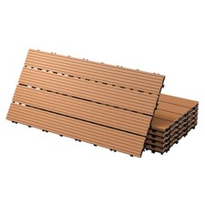 WPC carreaux de sol 60x30cm 2m² aspect de bois jardin piscine patio marron clair