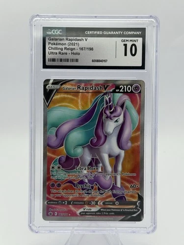2021 Galarian Rapidash V 167/198 Chilling Reign CGC 10 GEM MINT 🦄 FULL ART