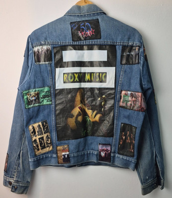 Roxy Music Jeansjacke Rock Band Musik Patches Überarbeitung Größe L