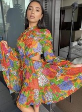 Zimmermann Riders Frill Long Sleeve Short Silk Dress Size 1 AU 10 US 6