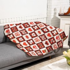 Checkered Love Pattern Printed Sherpa Throw Blanket Romantic Design