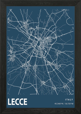 Lecce Blueprint Street Map Framed Wall Art Poster Canvas Print Picture