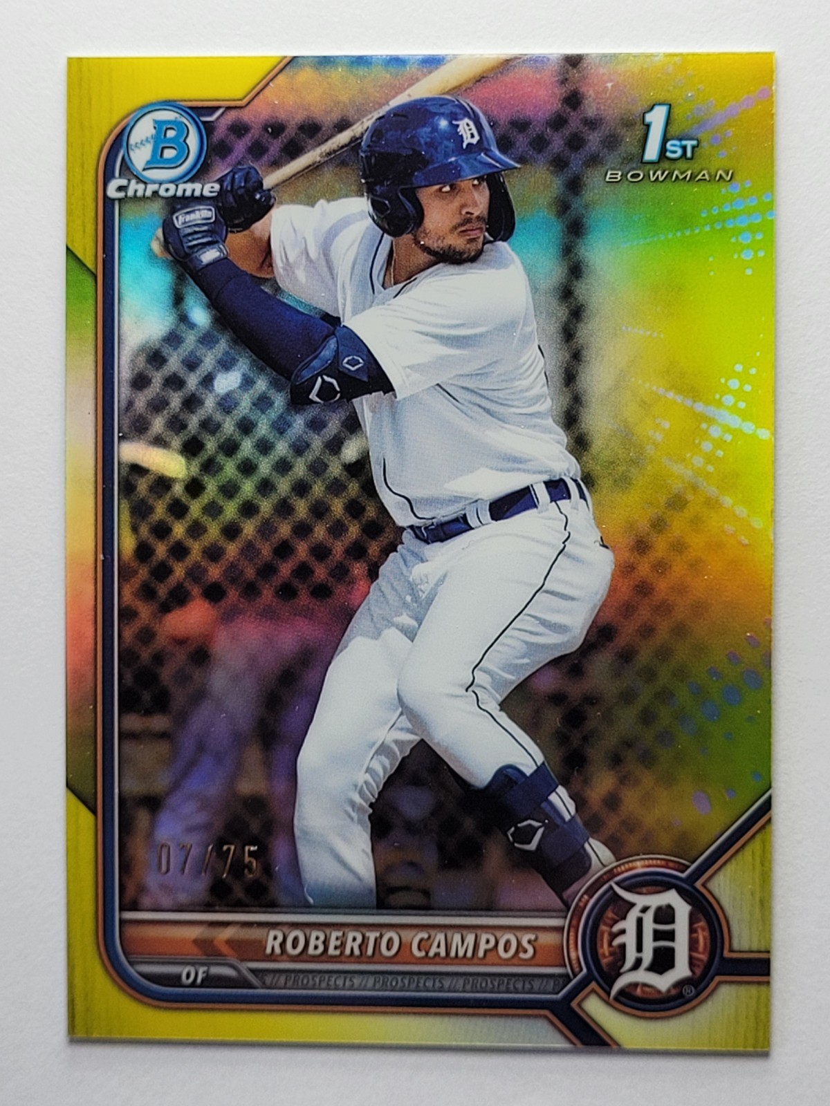 2022 MLB BOWMAN CHROME Roberto Campos 1st BOWMAN YELLOW REFRACTOR /75 #BCP-14