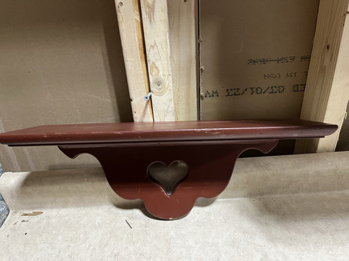 2er Set Vintage Ethan Allen dunkelrot Kiefer Wandteller Regal Herz Country 24” 18” - Bild 3 von 13