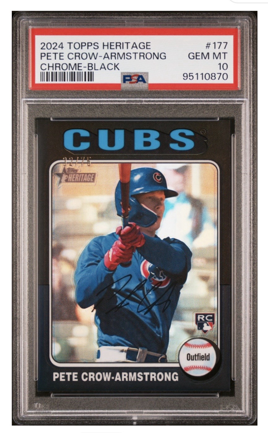 2024 Topps Heritage Pete Crow-Armstrong BLACK CHROME /75 (RC) PSA 10