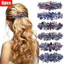 6Pcs Vintage Hair Barrettes Rhinestone Floral Hair Clips for Women Wedding Party