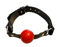 BDSM Bondage Leder Ball Mundknebel Mund Knebel Silikon 40mm rot schwarz