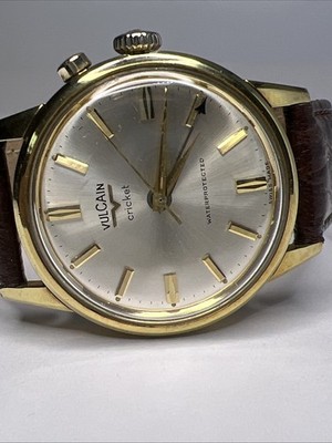Vulcain Cricket Vintage 34mm Gold Tone Swiss Made 1858 Manual Wind