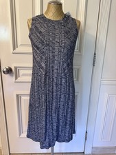 GAP Sleeveless Navy Blue/White Marled Ribbed Dress, Sz X S,