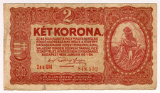 1920 Hungary 2 Korona 848552 Paper Money Banknotes Currency