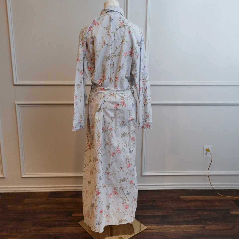 Vermont Country Store Bata Mujer L Floral Envolvente Cinturón Shabby Chic 100% Algodón Largo Foto 4 de 4