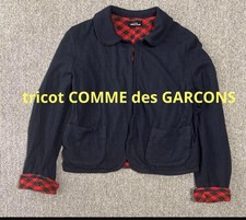 Trico Comme Des Garcons Dark Blue Wool Round Collar Loose Jacket