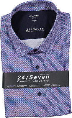 NEU! Olymp Herren langarm Hemd, mit Muster, blau-mix, KW 45