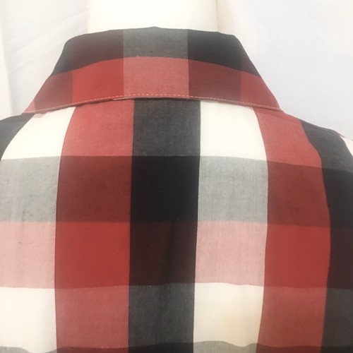 Alia Damen Petite Casual Top Bluse schwarz rot weiß kariert Knopfleiste Größe 8P - Bild 7 von 8