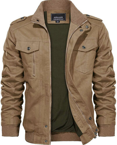 Men Casual Cotton Coat Firm Field Sturdy Bomber Jacket Training Atheletic Coat