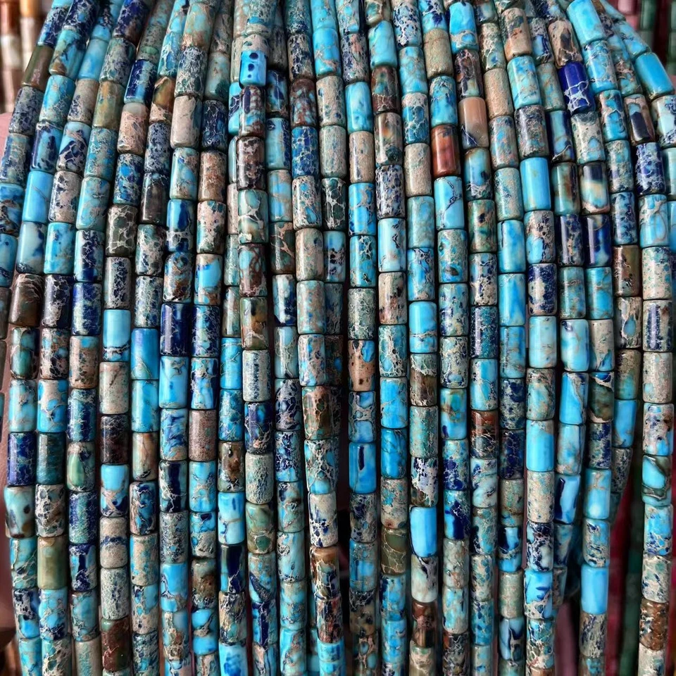 4x8mm Colorful Cylinder Natural Imperial Jasper Tube Beads for Jewelry Making - Image 2 of 4