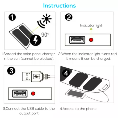 Portable Solar Power Bank Mobile Phone Charger Panel Camping Waterproof Outdoor - Picture 8 of 18