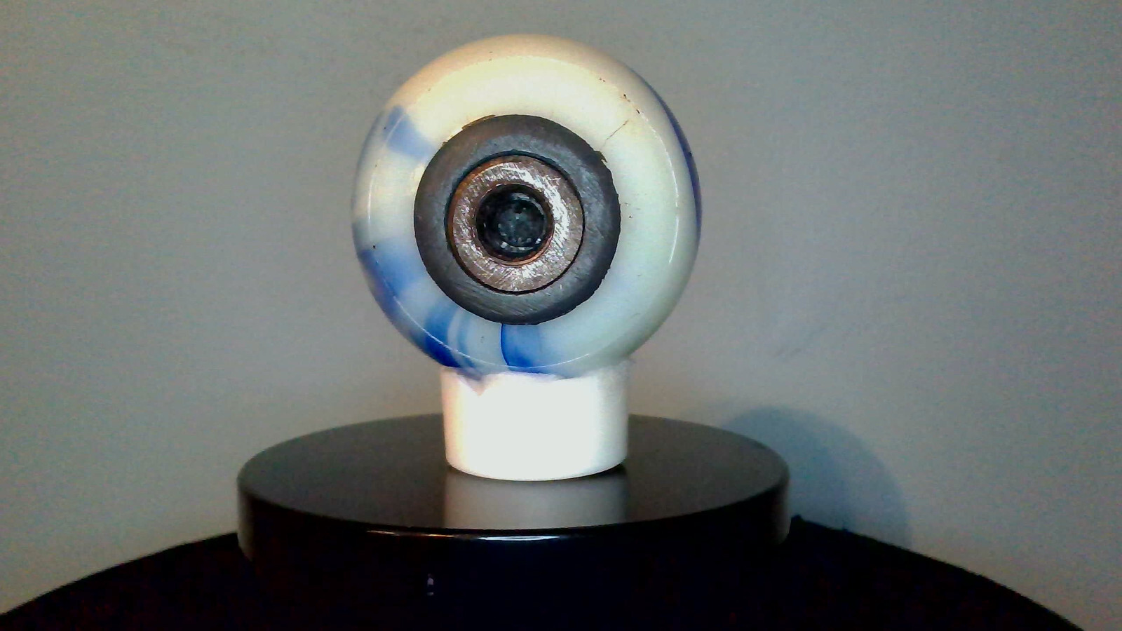 2" Blue & White Swirl Glass Shift Knob. with insert Uranium Glass Akro